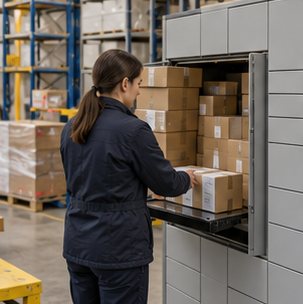 Wizualizacja koncepcyjna: Automat skrytkowy przy instytucji publicznej — sprawy administracyjne powiatu.